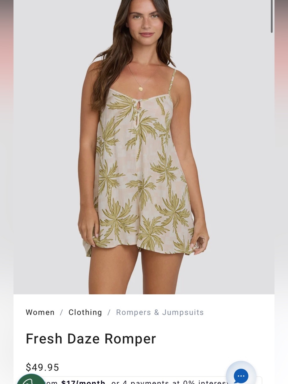 Billabong Cream Palm-Print Romper